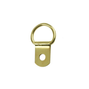 Single Hole D-Ring Picture Hangers Brass Plated