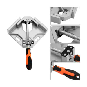 Right Angle Picture Frame Clamp is made of premium aluminium alloy and painted with a rustproof grey mask. It is solid and durable. The swing jaw design has been electroplated with rustproof steel arbour. The two-way rotary jaw can be adjusted to align and hold workpieces of different sizes. It has a single rubber handle with a firm grip. The steel nut has great wear resistance and holds well. It offers a perfect way to frame pictures.