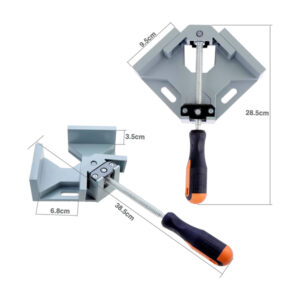 Right Angle Picture Frame Clamp is made of premium aluminium alloy and painted with a rustproof grey mask. It is solid and durable. The swing jaw design has been electroplated with rustproof steel arbour. The two-way rotary jaw can be adjusted to align and hold workpieces of different sizes. It has a single rubber handle with a firm grip. The steel nut has great wear resistance and holds well. It offers a perfect way to frame pictures.
