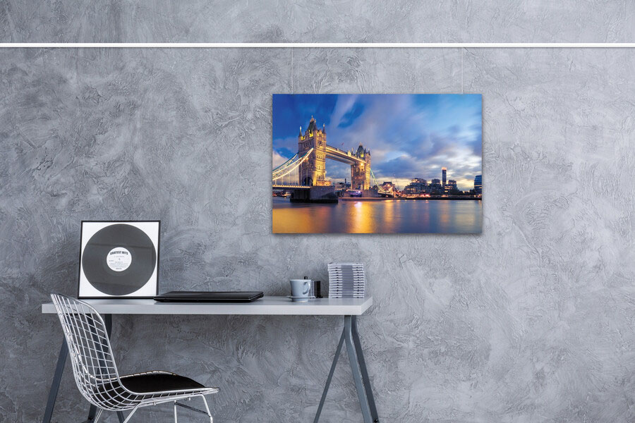 Brushed silver heavy-duty gallery wall track for hanging heavy art without nails